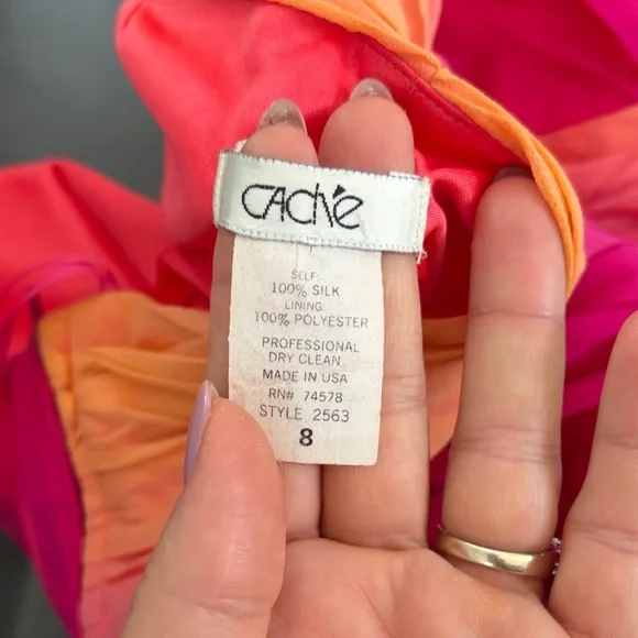 Cache Halter Top in Pink and Orange Ombre 100% silk - Picture 10 of 13